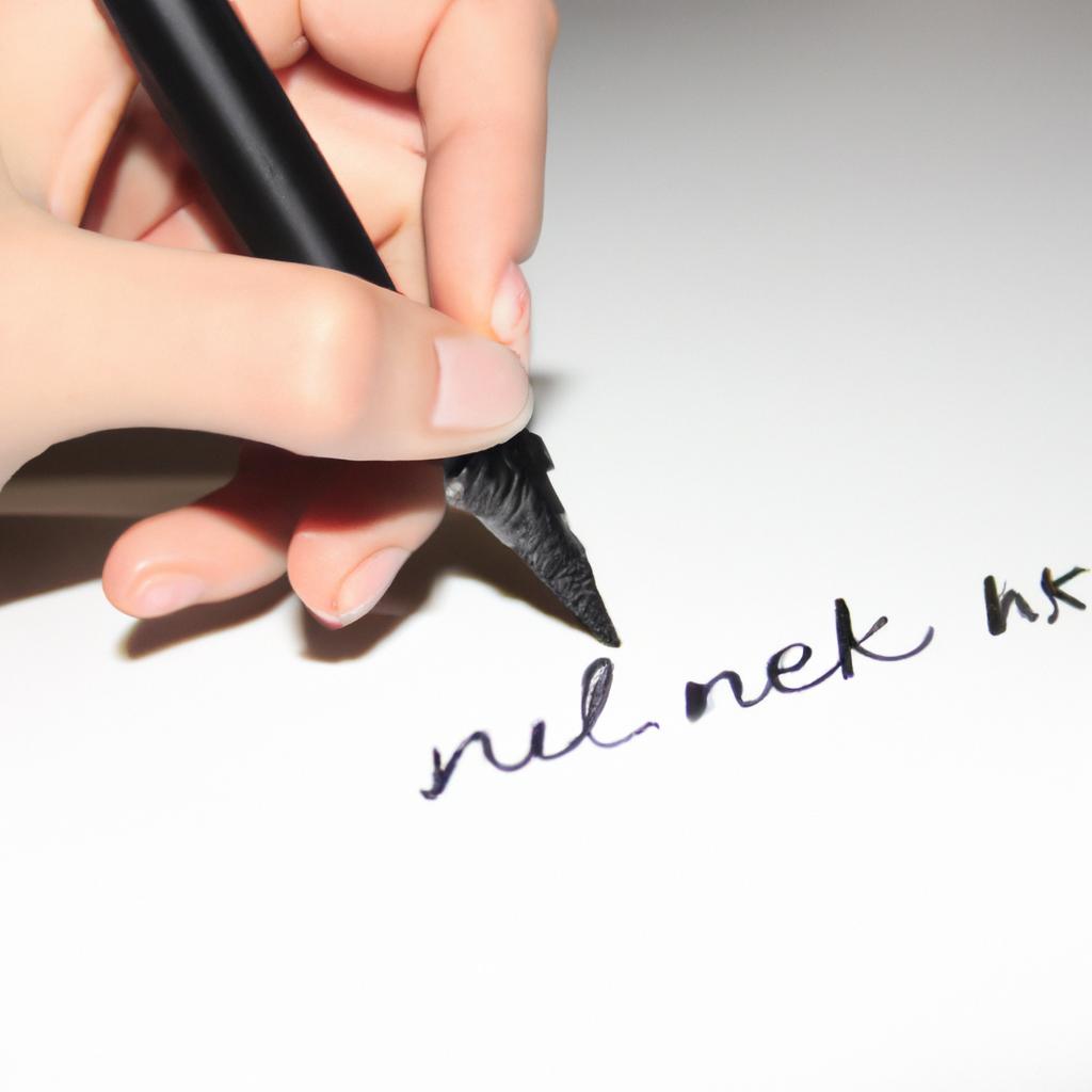 Person writing haiku with pen